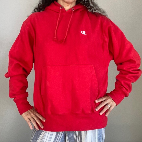 Vintage Champion Reverse Weave Ruby Red hoodie sweatshirt Size Medium - Picture 3 of 15